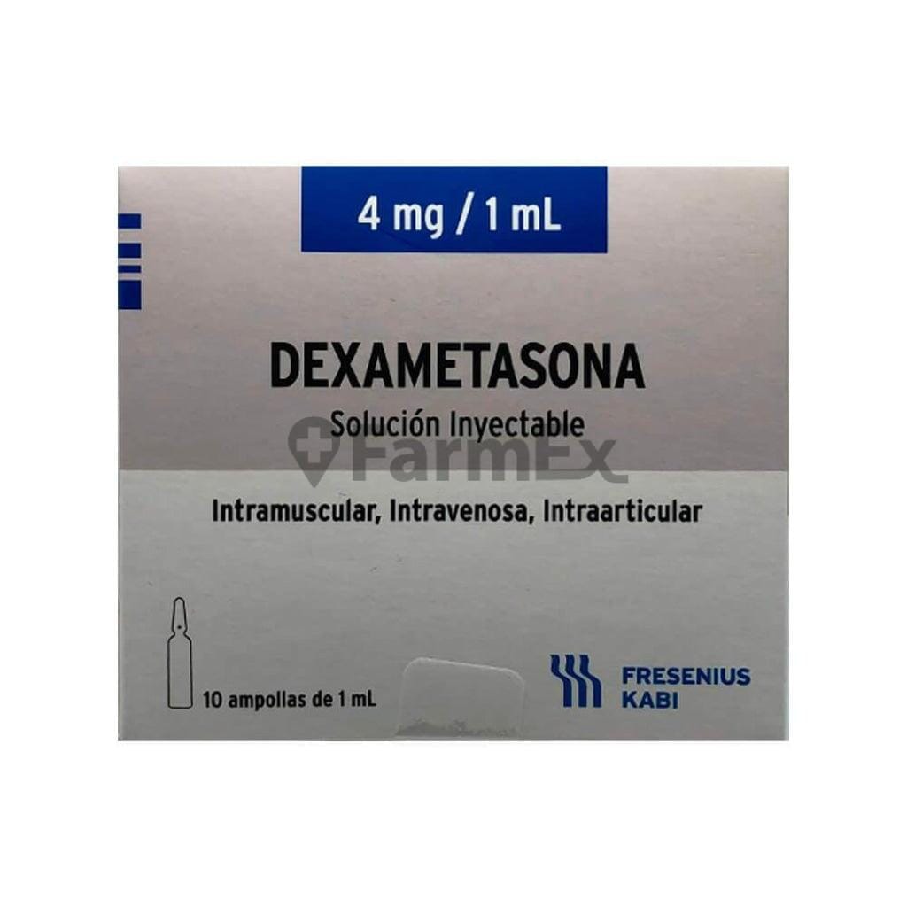 Dexametasona Sol. Iny. 4 mg / 1 mL x 10 ampollas "Ley Cenabast" Farmex-BanMedica-Persistente